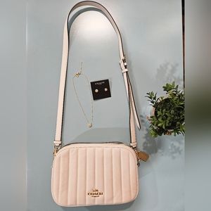 Coach Jes Crossbody leather bag linear quilting in shade Chalk